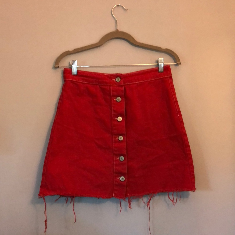 Red corduroy skirt